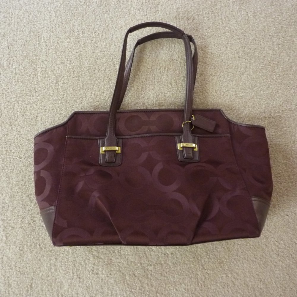 Coach Alexis Burgundy Sateen Shoulder Tote